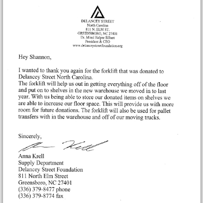 Forklift Donation