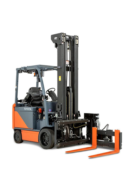 Narrow aisle storage is more accessible than ever with Toyota’s Core Electric Turret Forklift. 